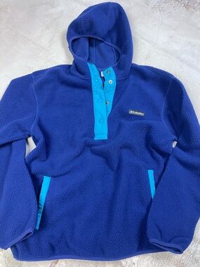 Columbia Helvetia Hooded Royal Blue Snap Fleece Pullover